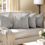 MIULEE Soft Decorative Chenille Pillow Covers Light Gray 20x20 Pack of 4 | - Image 5