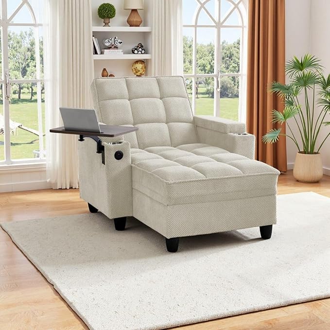 oaaktu Single Modern Comfy Upholstered Chaise Lounge Sofa Chair by Unknown
