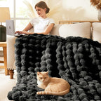L'AGRATY Faux Rabbit Fur Throw Blanket by LAGRATY