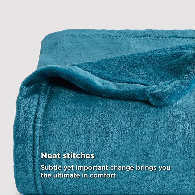 Bedsure GentleSoft Fleece Blankets King Size Teal - Image 4