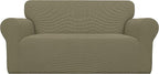 Easy-Going Stretch Oversized Loveseat Couch Covers Washable Khaki | 1-Piece by Easy-Going