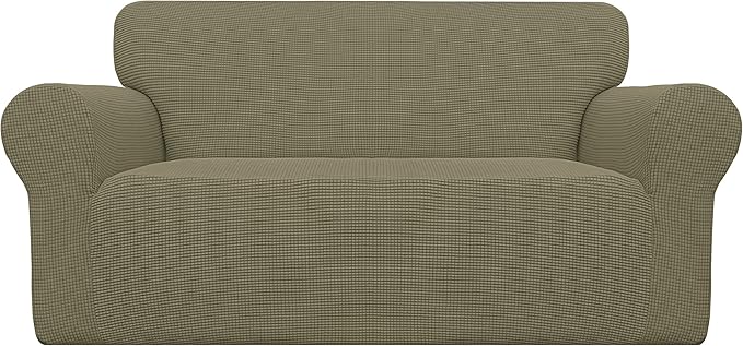 Easy-Going Stretch Oversized Loveseat Couch Covers Washable Khaki | 1-Piece by Easy-Going