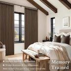 120 Inch Pinch Pleat Brown 100% Blackout Thick Linen Curtains - Image 4