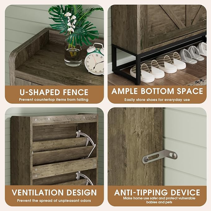GRUSIGN Shoe Cabinet, Shoe Storage Cabinet - Image 5
