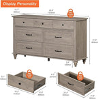 WAMPAT Grey 7 Drawers Dresser for Bedroom, Wide Chest of Drawers Kids Dresser - Image 2