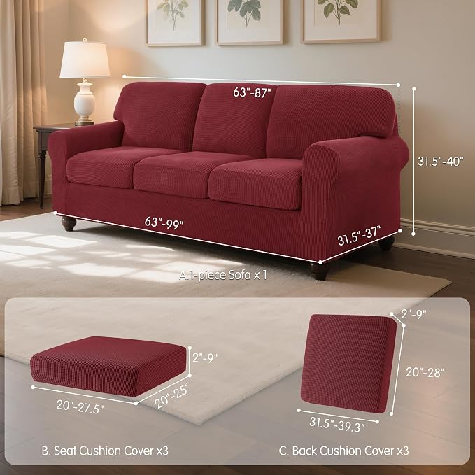 SUBRTEX 7 Pieces Stretch Sofa Slipcover Sets Couch Cover Sets Backrest Cushion - Image 3