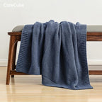 CozeCube Dusty Blue Seed Stitch Throw Blanket 60"x80", Farmhouse Decor | Blanket - Image 3