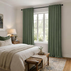 MIULEE 100% Blackout Linen Curtains 42 x 72 Inch Olive Green 2 Panels | Thermal - Image 8
