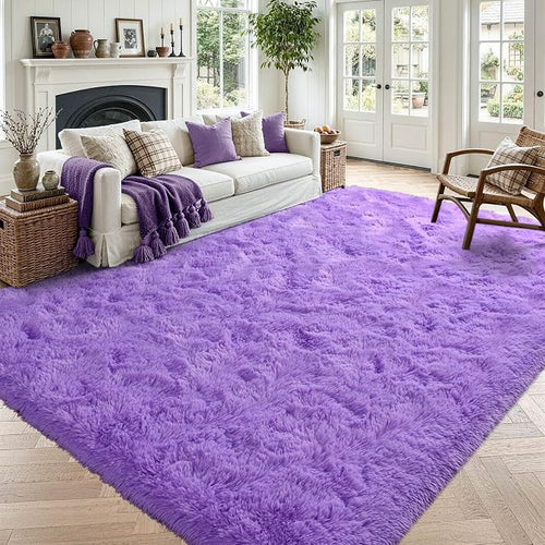 4'x5'3'' Purple Fluffy Soft Area Rug Non-Slip by ModernHomeDecor