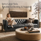 HULALA HOME 84" W Faux Leather Sofa Couch - Image 3