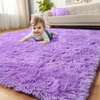 Amdrebio Purple Fluffy Kids Area Rug 4x6 - Image 8