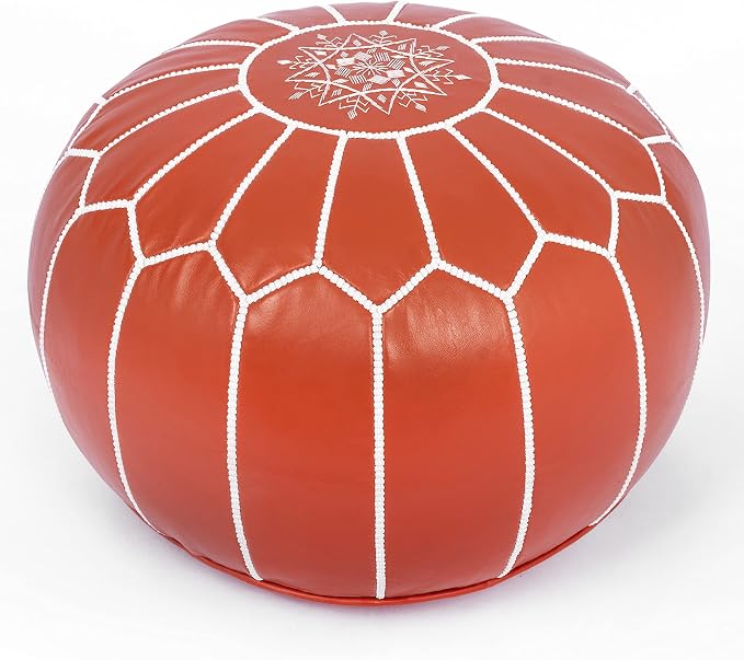 Marrakesh Gallery Genuine Leather Round Pouf Unstuffed by MarrakeshGallery