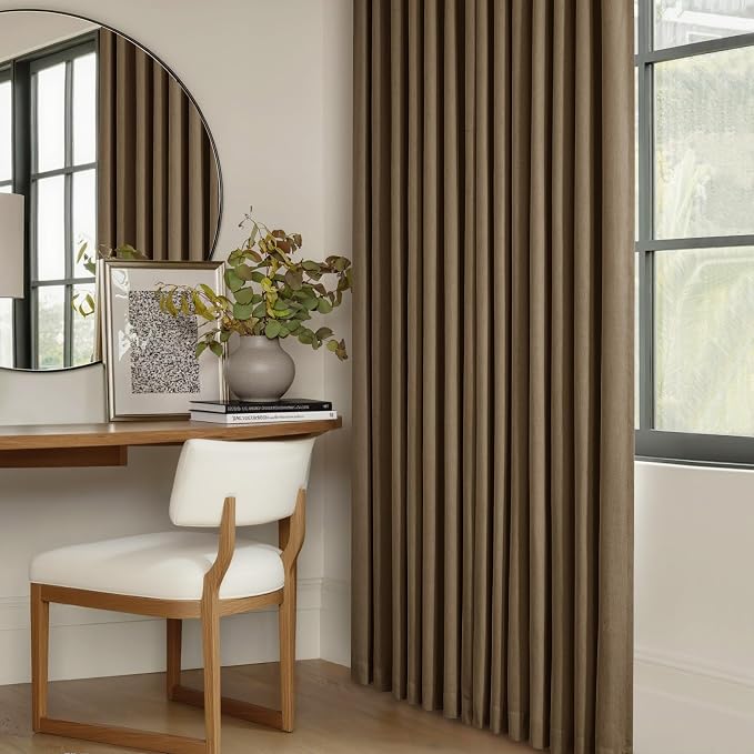 Dutch Cocoa Pinch Pleated 100% Blackout Linen Curtains 84 Inch Length 40x84 | - Image 9