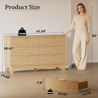 BORNOON Fluted 6 Drawer Dresser, 47.2" Wide Modern Boho Chest of Drawers - Image 2