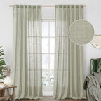 Sheer Linen Curtains for Living Room Bedroom 102 Inch Length | Light Filtering by LAMIT