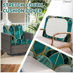 CALBODE 8Pcs Stretch Patio Cushion Cover, Art Deco Geometric Pattern Couch & - Image 4