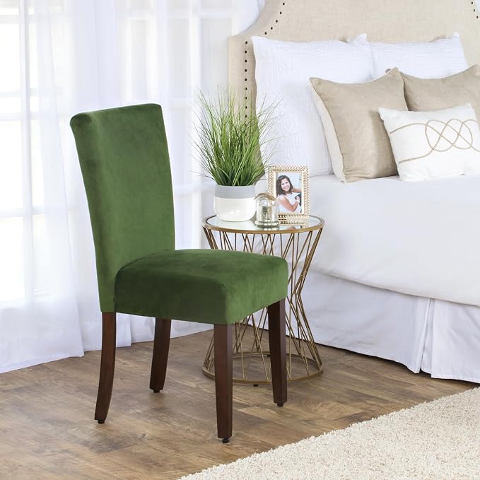 HomePop Parsons Classic Upholstered Accent Dining Chair, Dark Green Velvet - Image 4