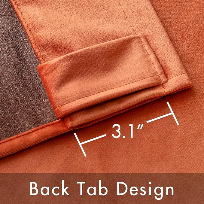 MIULEE Velvet Curtains 52x96 inches 2 Panels Fall Orange Blackout Curtains | - Image 3