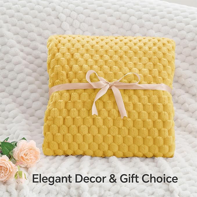 BEDELITE Yellow Twin Blanket for Couch, Soft Cozy Gifts for Women, 60 * 80 | 3D - Image 4