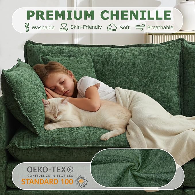 78" Modular Sectional Sofa, Cloud Couch Loveseat Sofa, Deep Seat Washable - Image 4