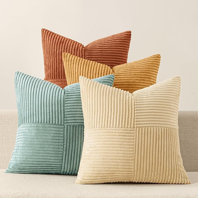 MIULEE Fall Boho Farmhouse Decorative Throw Pillow Covers 18x18 Inch 4 Packs by MIULEE