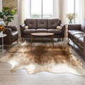 Western Faux Cowhide Rug, Animal Cow Hide Rug, 7 x 6.2 Ft Brownish | Premium by AROGANAREARUG