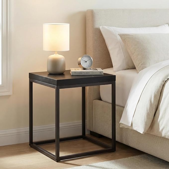 CENSI Modern Square End Table, Extra Thick 1.6" Wood Top & Metal Frame - Image 5