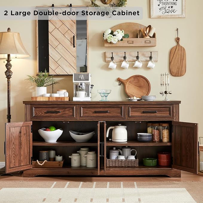 JXQTLINGMU 66" Farmhouse Buffet Cabinet - Image 5