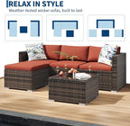 5-Piece Outdoor Sectional Sofa Set, All-Weather PE Rattan Patio Furniture - Image 8