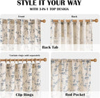 Extra Long Blue Vintage Floral Linen Curtains Farmhouse 2 Panels | Elisa Series - Image 5