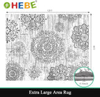 HEBE Area Rug for Living Room 9'x12', Washable Non Slip Boho Bedroom Rug | - Image 2