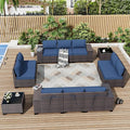 ALAULM 12 Pieces Outdoor Patio Furniture Set Sectional Sofa Sets Brown PE by ALAULM