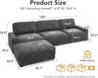 Vipbear 120" Oversized Modular Sectional Sofa, L Shaped Couch Set - Image 2