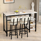 AWQM 3-Piece Bar Table and Chairs Set, Modern White Faux Marble Table - Image 8