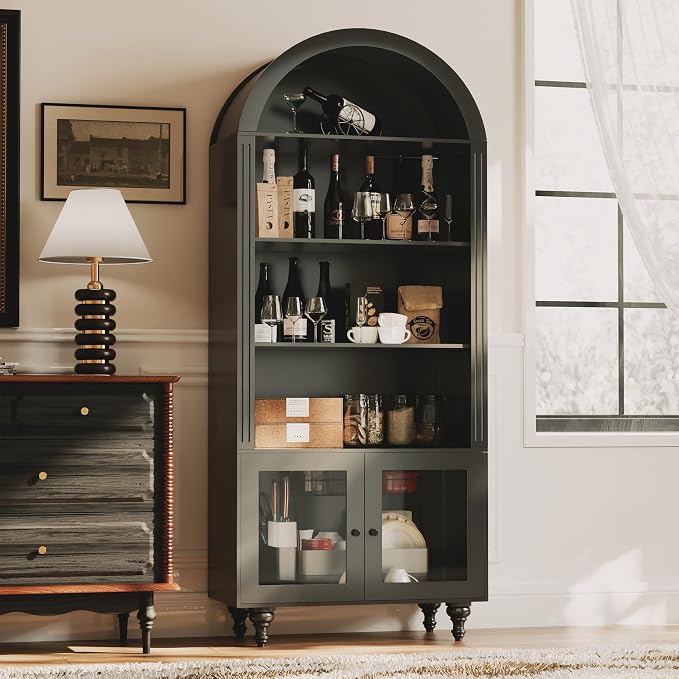 Wildhome Wooden Arched Bookshelf, 5-Tier Shelf, Farmhouse Storage Display - Image 4