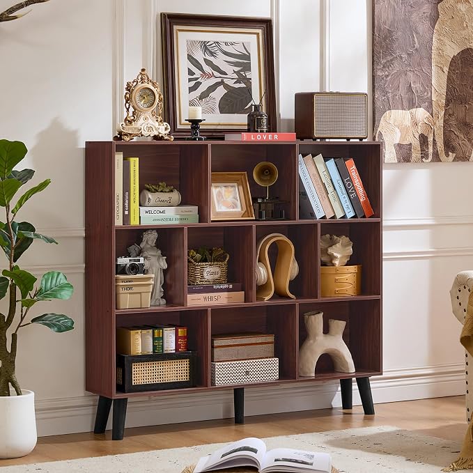 LEYAOYAO 10 Cube Bookshelf, 3 Tier Modern Wide Bookcase - Image 5