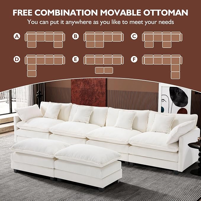 Ihanherry 146" U-Shaped Modern Sofa Modular Sectional Cloud Couch - Image 7