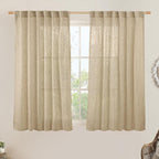 Linen Semi Sheer Curtains 48 Inch by LAMIT