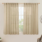 Brown Sheer Linen Curtains 45 Inches Long 2 Panels, 52 x 45 Inch | Light by LAMIT