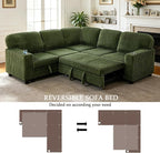 L-Shaped Sectional Couch with Storage and Pull Out Bed, Convertible Sofa Bed - Image 6