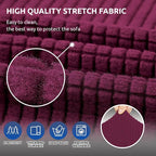 Stretch Couch Covers for Sofa, 3 Cushion Couch Slipcover, Wine | 1-Piece - Image 5