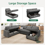 HONBAY Sleeper Sofa Bed with Storage Chaise, Sectional Couch with Pull Out Bed - Image 3
