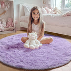 Light Purple Round Rugs 6ft for Living Room Bedroom, Fluffy Circle Area Rug for - Image 8