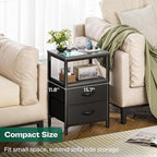 Huuger Nightstand with Charging Station, Side Table with Fabric Drawers - Image 5