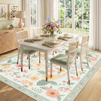 RELEANY Floral Washable 5x7 Area Rugs Beige/Green | Flower Carpet Print Boho - Image 9