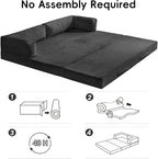 78" Boneless Couch, 5-in-1 Convertible Sofa Bed Tri Folding Mattress - Image 6
