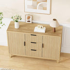 47.2" W Storage Cabinet with 3 Drawers, Fluted Buffet Cabinet with Storage - Image 9
