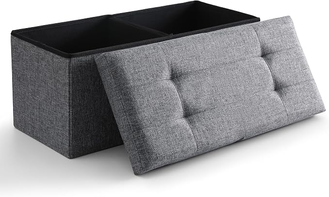 Storage Ottoman Bench Foldable Seat Footrest Shoe Bench End of Bed Storage by CUYOCA-MakeYouFeelComfort