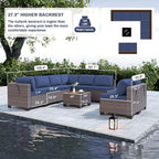 Kullavik 9 Pieces Outdoor Patio Furniture Set, Outdoor Sectional Rattan Sofa - Image 2