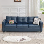 TYBOATLE 88" W Faux Leather Couch w/Side Pockets, Mid-Century Modern Tufted - Image 8